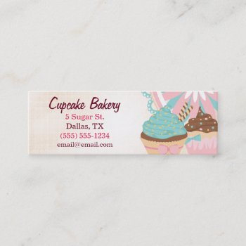 Cute Cupcake Mini Business Card by retroflavor at Zazzle