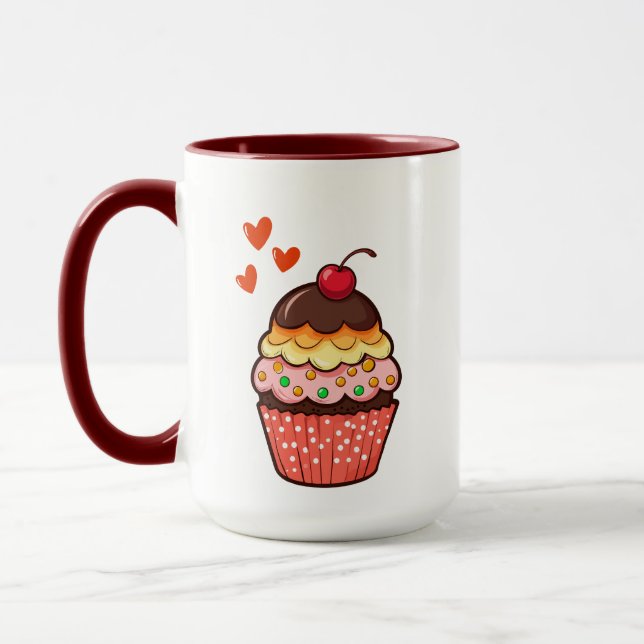Cute Cupcake Mug with Cherry (Left)