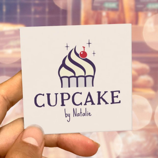 Cute Cupcake Pastry Chef Homemade Bakery  Square Business Card (Creator Uploaded)