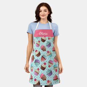 Cute Cupcake Pattern, Custom Text Apron