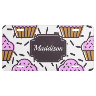 Cute Cupcake Pattern License Plate