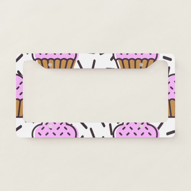 Cute Cupcake Pattern License Plate Frame (Front)