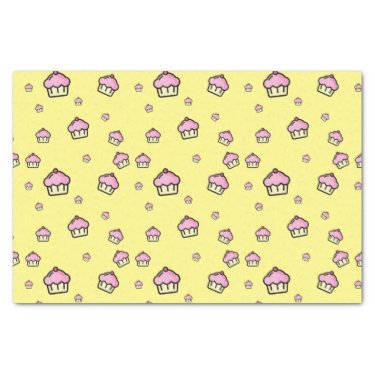 Cute cupcake pattern Yellow Tissue Paper