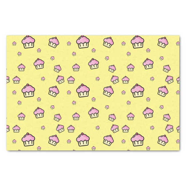 Cute cupcake pattern Yellow Tissue Paper
