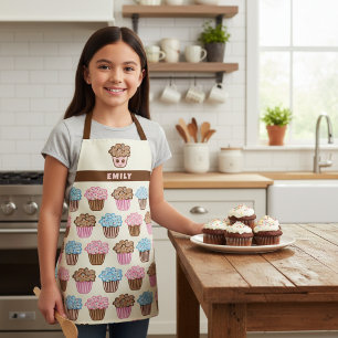 Cute Cupcake Personalized Kids Kitchen Apron