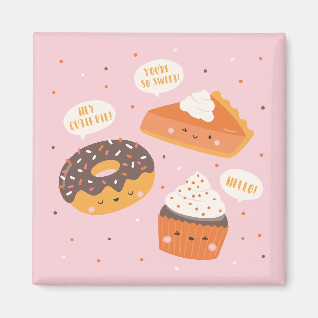 Cute cupcake, pie and donut magnet (Front)
