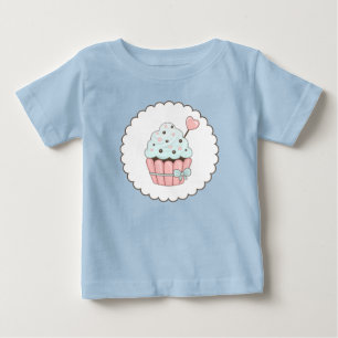 Cute Cupcake Pink & Mint Blue Design Baby T-Shirt