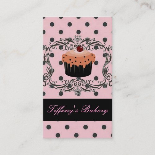 Vintage polka dot boutique bakery business cards