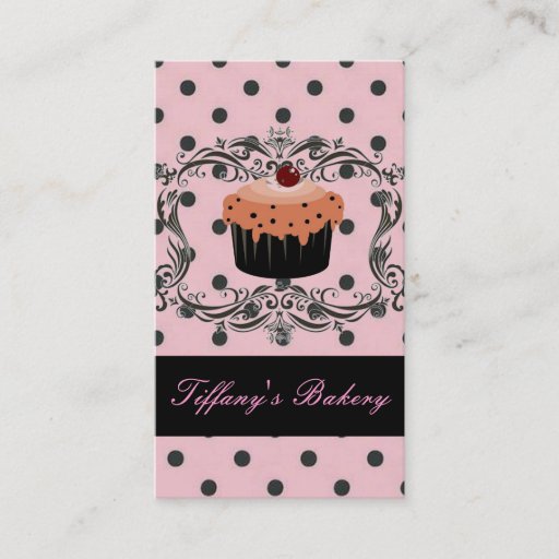 Customizable Vintage polka dot boutique bakery business cards