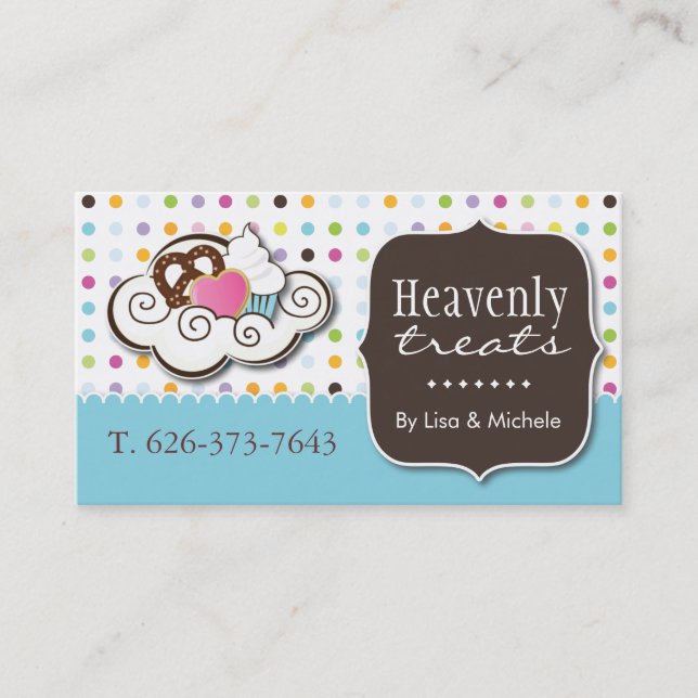 Cute Cupcake, Pretzel and Cookie Business Card (Front)
