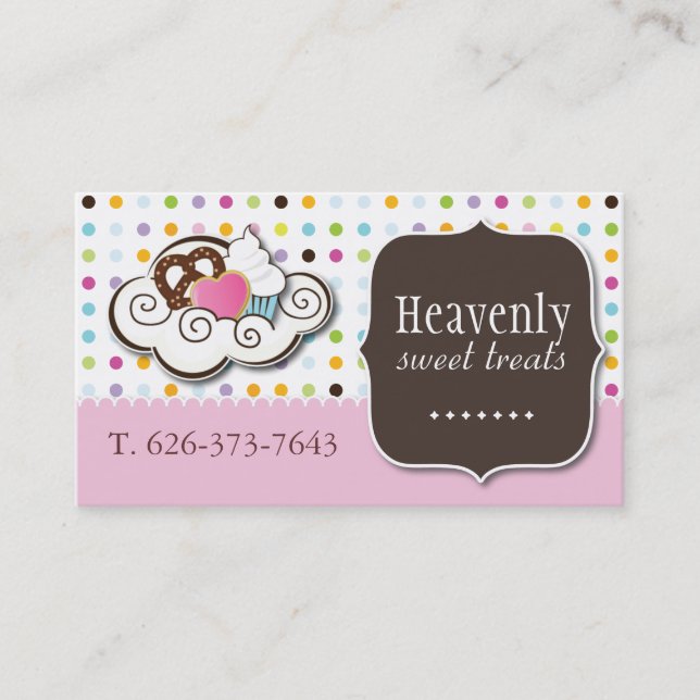 Cute Cupcake, Pretzel and Cookie Business Card (Front)