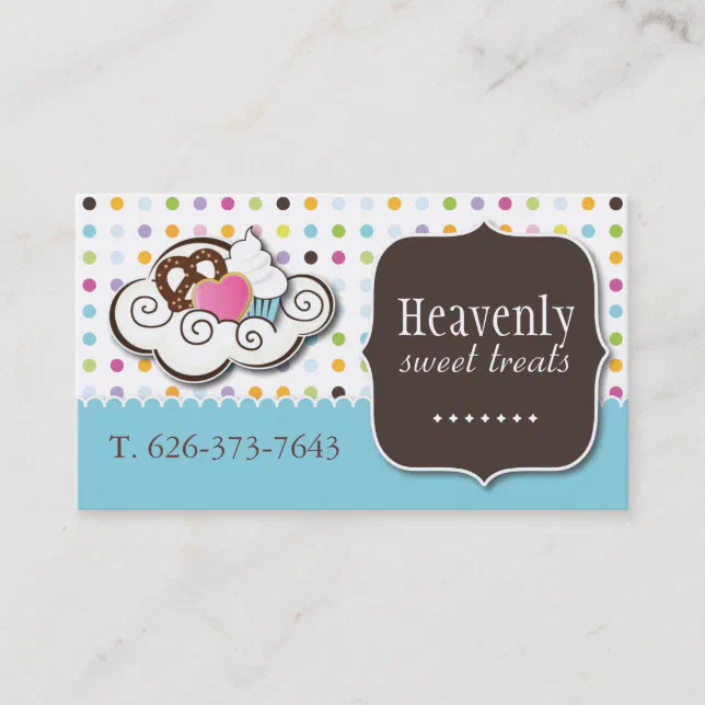 Cute Cupcake, Pretzel and Cookie Business Card | Zazzle