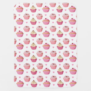 Cute Cupcake Print Baby Girl Blanket