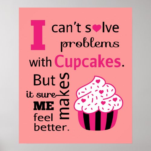 Cute Cupcake quote Happiness Poster
