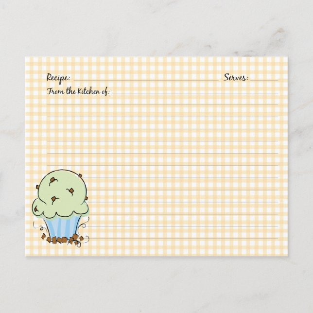 Cute Cupcake Recipe Cards (Front)