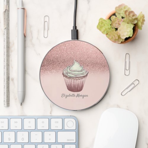 Cute cupcake Rose Gold Wireless Charger