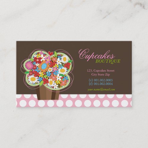 Whimsical Cute Cupcake Spring Flowers Profile Card Business Cards