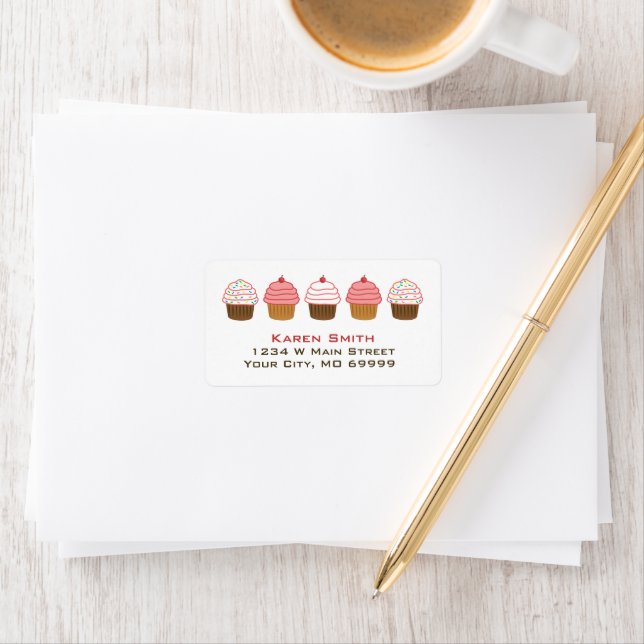 Cute Cupcake Sprinkles Bakery Address Labels (Insitu)
