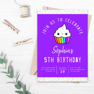 Cute Cupcake Sprinkles Kid's Birthday Party Invitation