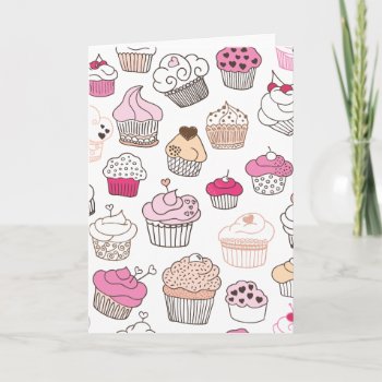 Cute Cupcake Sweet Doodle Card by designalicious at Zazzle
