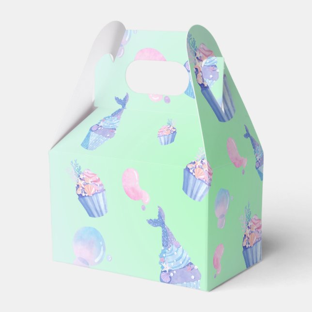 cute cupcake Sweet mermaid Birthday party Girly  Favor Boxes (Front Side)