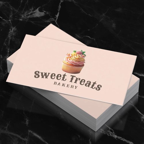 Cute Cupcake Sweet Treats Cake Bakery Blush Business Card