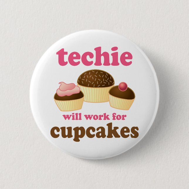 Cute Cupcake Techie Button (Front)