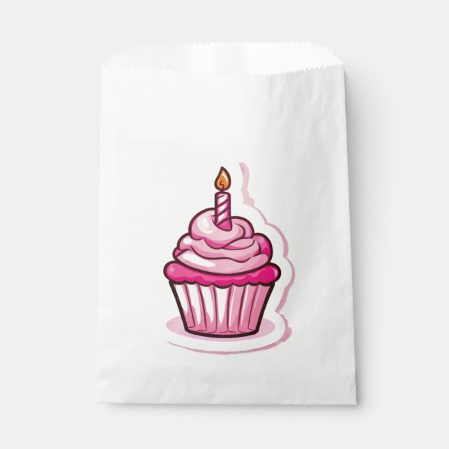 Cute Cupcake Theme for Birthday Girl Favor Bag (Front)