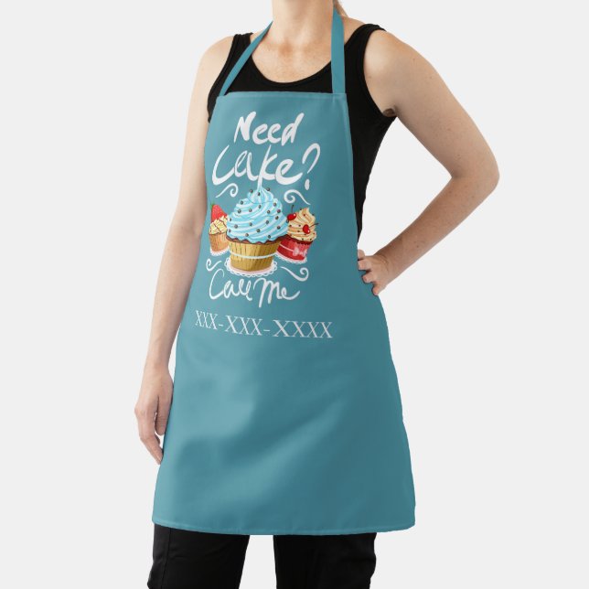 cute cupcake vendor add phone number  apron (Insitu)