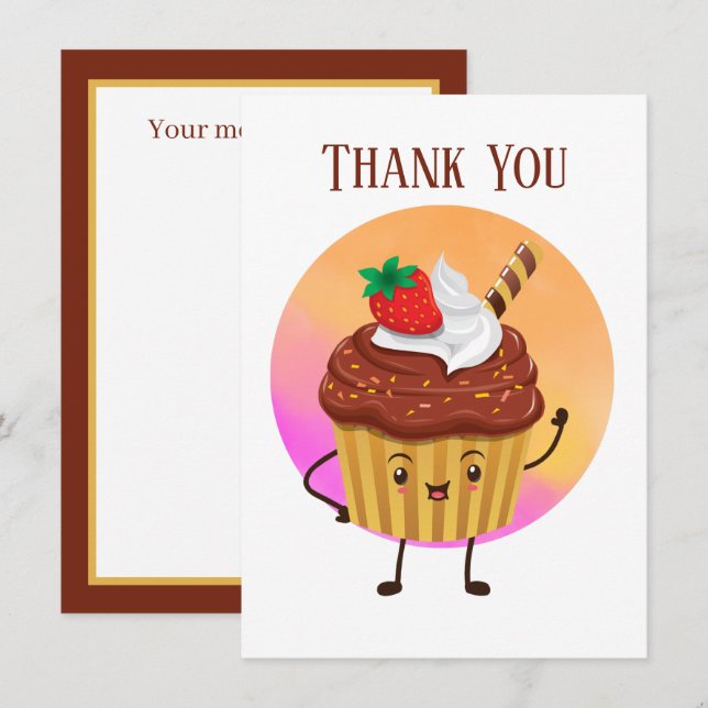 Cute cupcake vendors or baker Thank you Card (Front/Back)