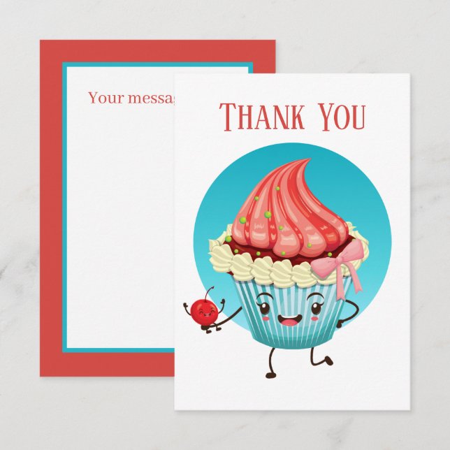 Cute cupcake vendors or baker Thank you Card (Front/Back)