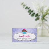CUTE CUPCAKE whimsical bokeh pattern purple Business Card (Standing Front)