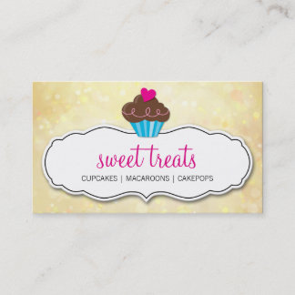 CUTE CUPCAKE whimsical bokeh pattern yellow Business Card