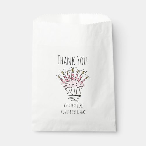 Cute cupcake with birthday candles party favor bag