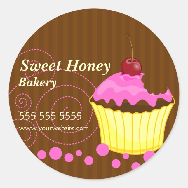 Cute Cupcake With Cherry Bakery Stickers (Front)