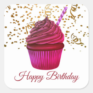 Custom Happy Birthday Personalized Cupcake LABELS STICKERS Celebrations 