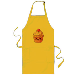 Cute cupcake with cream topping long apron