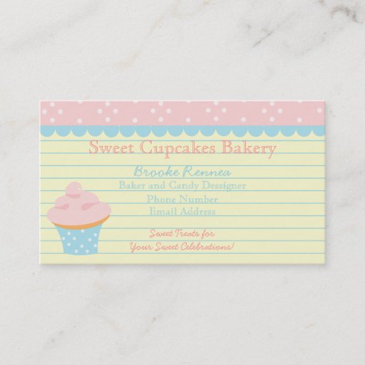 Customizable Cute Cupcake with Dots! Business Card
