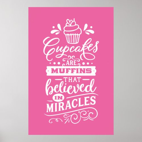 cute cupcake word art kitchen bakery poster