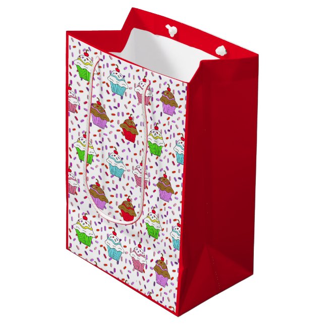 Cute Cupcakes and Candy Sprinkles Medium Gift Bag (Front Angled)