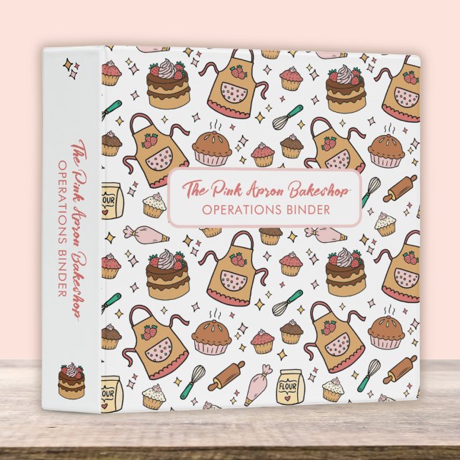Cute Cupcakes Bakery Pattern 3 Ring Binder (Creator Uploaded)