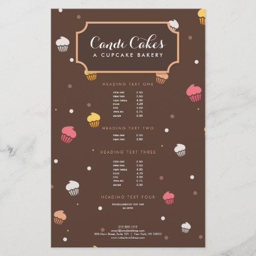 Cute Cupcakes Bakery Pattern Brown Flyer