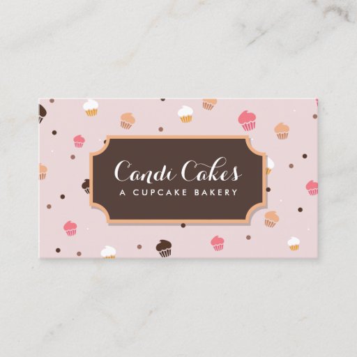 Customizable Cute Cupcakes Bakery Pattern Pink Business Card