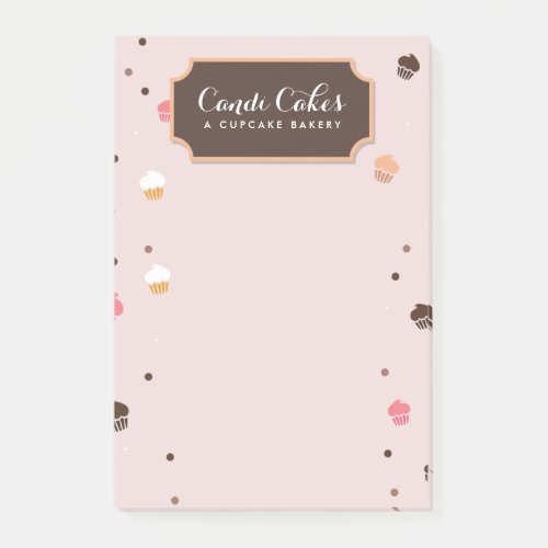 Cute Cupcakes Bakery Pattern Pink Post_it Notes