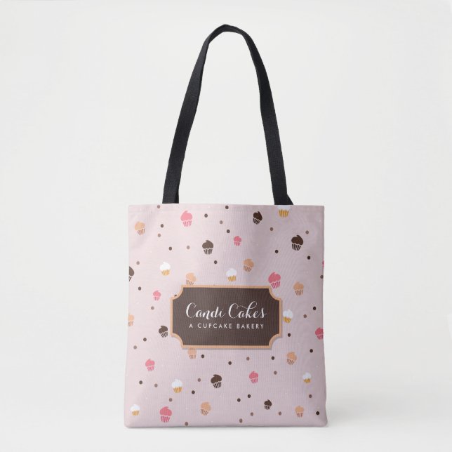 Cute Cupcakes Bakery Pattern Pink Tote Bag (Front)
