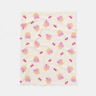 Cute Cupcakes & Cherries Fleece Blanket
