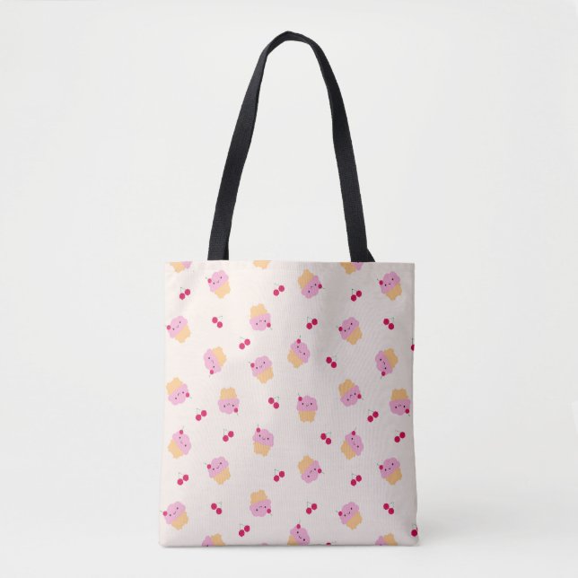 Cute Cupcakes & Cherries Reversible Tote Bag (Front)