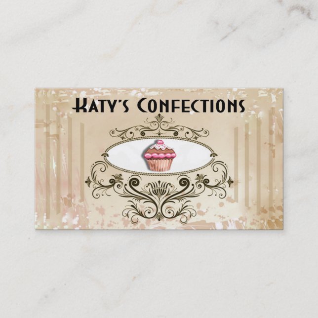 Cute Cupcakes: Confections Fancy Desserts Pastries Business Card (Front)
