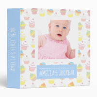 Cute Cupcakes Custom Baby Photo Journal 3 Ring Binder