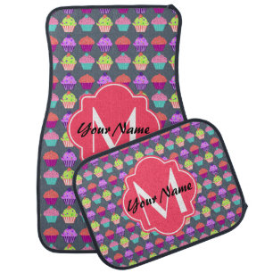 Cute Cupcakes Custom Monogram #2 Car Mats